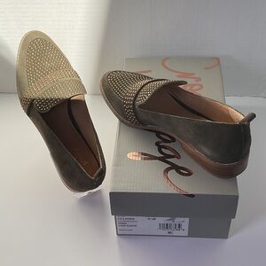 Crown Vintage Olive Suede Studded Loafers